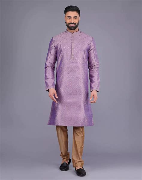 Lavender Soft Silk Kurta Set with Self Bootis & Weaving – South India ...