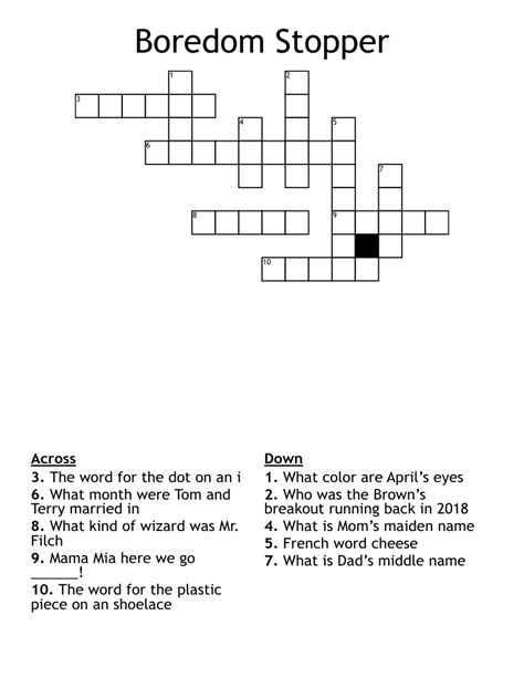 Boredom Stopper Crossword - WordMint