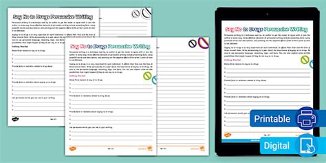 Say No to Drugs Persuasive Writing Worksheet (teacher made)