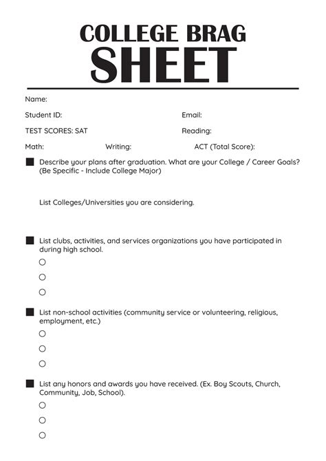 19 High School Student Information Worksheet - Free PDF at worksheeto.com