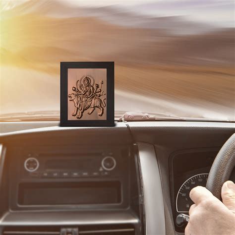 PrayEveryday - Durga Mata Copper Photo Frame for Car Dashboard