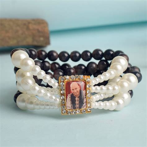 Buy Black with White Pearl Four Layer Guruji Swaroop Bracelet in India ...