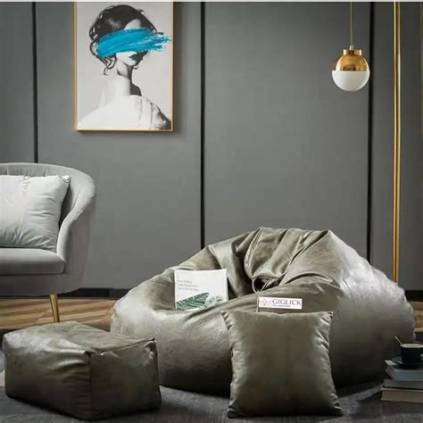 GIGLICK Premium Imported Soft Vegan Leather Bean Bag with Rectangular ...