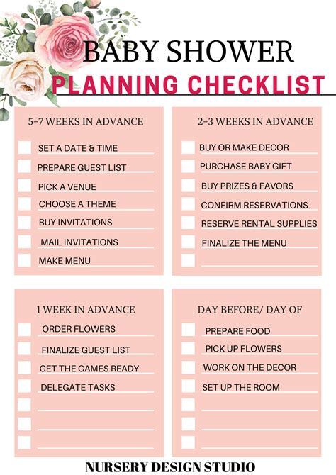 Printable Baby Shower Checklist