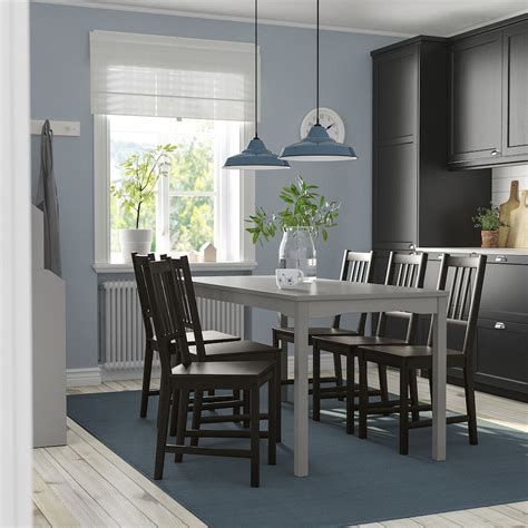 HAUGA / STEFAN table and 6 chairs, grey/grey, 168x74 cm (661/8x291/8 ...