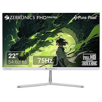 ZEBRONICS EA22FHD LED 22" (54.6cm) Monitor, 75Hz, FHD 1920x1080, Slim ...