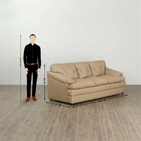 Buy New Napster Half Leather 3-Seater Sofa - Beige from Home Centre at ...