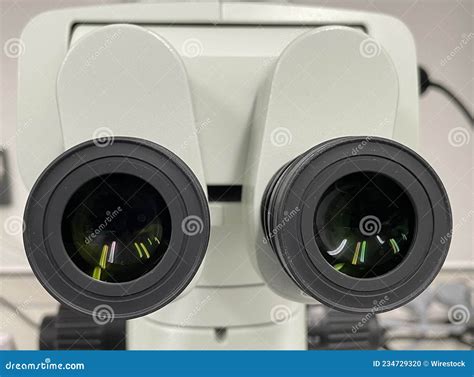 Shot of Ocular Lens Eyepiece of Microscope. Stock Photo - Image of ...