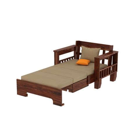 Trinity Solid Sheesham Wood 2 Seater Sofa Cum Bed (Natural Finish ...