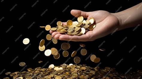 A hand is throwing gold coins into the air | Premium AI-generated image