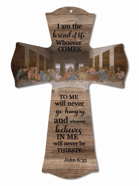 Buy CALUOHO Christian Wall Cross Bread of Life Last Supper Wooden Cross ...