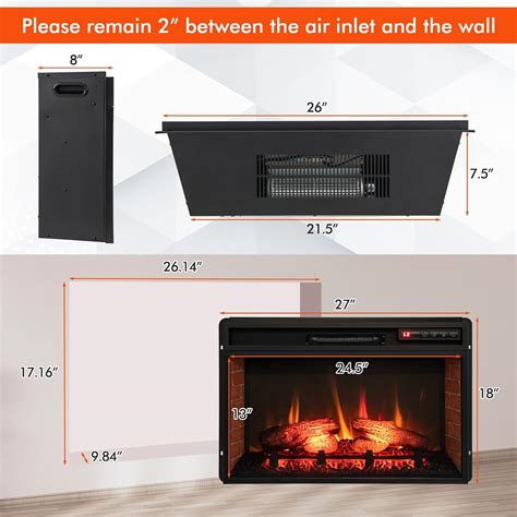 Tangkula 26 Inch 1400W Electric Fireplace Insert, India | Ubuy