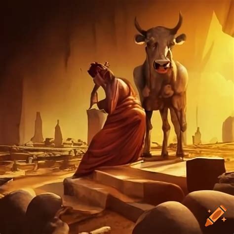 Depiction of ancient Israelites worshipping the golden calf at Jeroboam ...