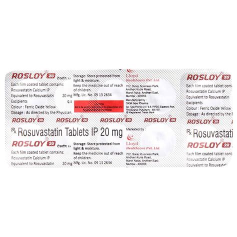 Rosloy 20 Tablet 10's Price, Uses, Side Effects, Composition - Apollo ...