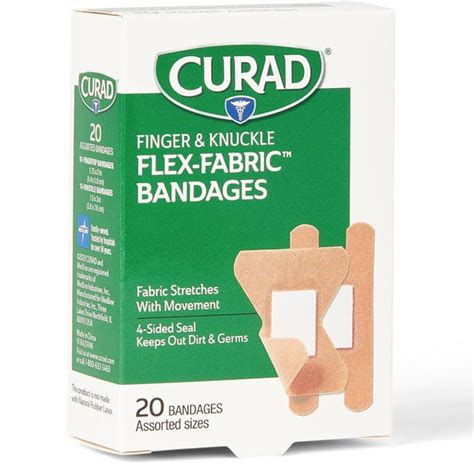 Curad Fingertip and Knuckle Adhesive Bandages Flex Fabric, Assorted Si ...