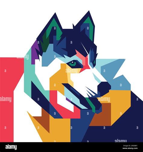 colorful husky dog in pop art style Stock Vector Image & Art - Alamy