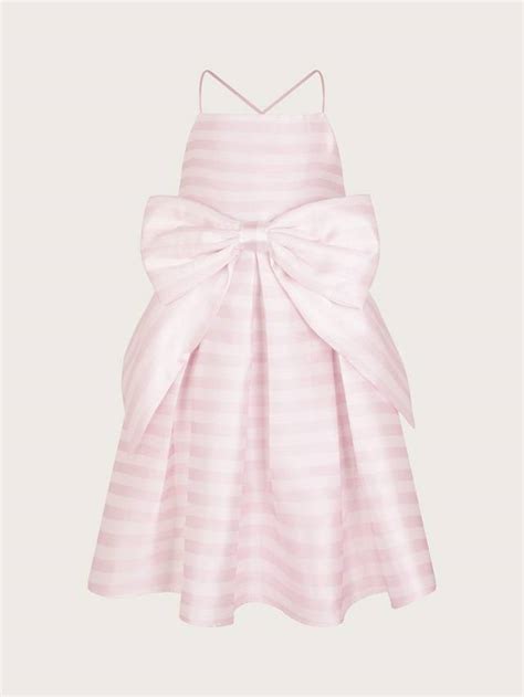 Monsoon Kids' Stripe Bow Dress, Pink