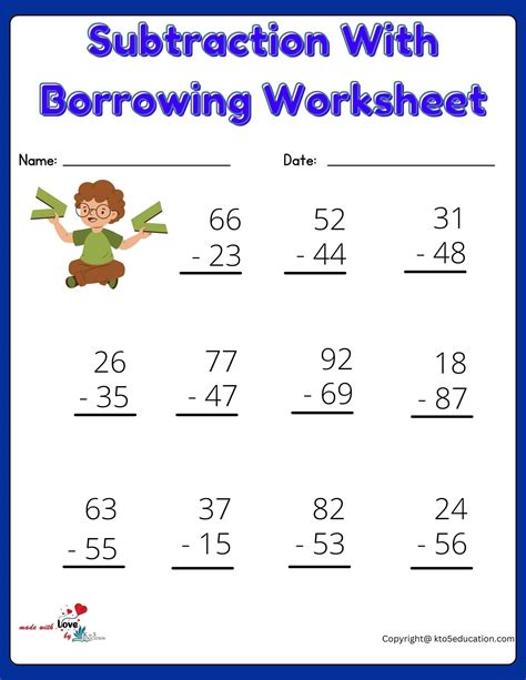 Subtractions With Borrowing Worksheets Printable | FREE in 2025 ...