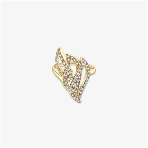 Gold plated CZ dream leaf ring
