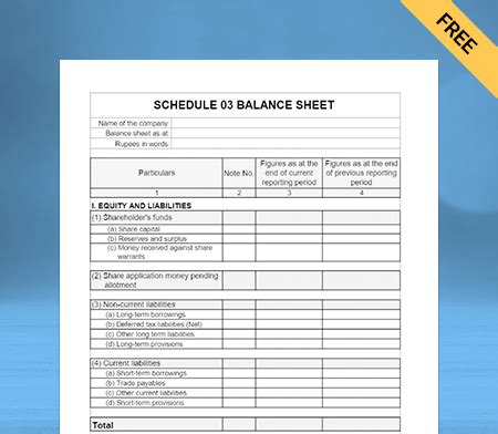 Schedule III Balance Sheet Format | Free Download
