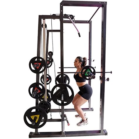 FIT KART Power Squat Rack with Lats Pull Down & Ground Pulley Dips ...