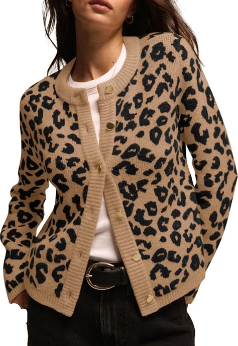 ACCPUR Leopard Print Cardigans for Women Cheetah Open Front Sweaters ...