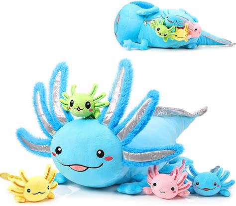 Amazon.com: Aoriher 5 Pcs Axolotl Plush Set 24 Inch Mommy Axolotl ...