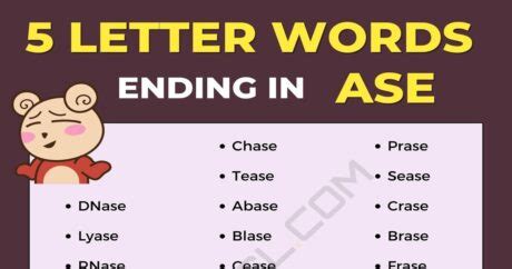 5 Letter Words Ending In ASE in English • 7ESL