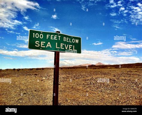 Below sea level sign in Death Valley National Park, California Stock ...