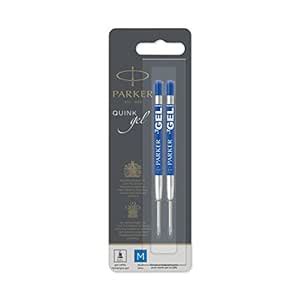 PARKER QUINK Ballpoint Pen Gel Ink Refills, Medium Tip, Blue, 2 Count ...