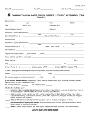 Fillable Online d21 k12 il Student Information Form - Community ...