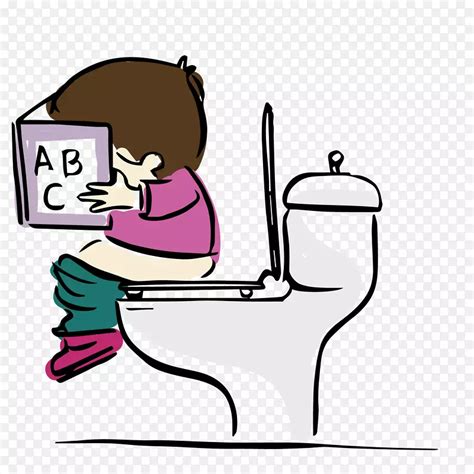 卡通手绘上厕所看书的儿童PNG图片素材下载_图片编号pydoglkq-免抠素材网
