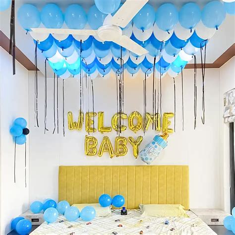 Blue Welcome Baby Boy Room Decor | Balloon Decoration in Bangalore ...