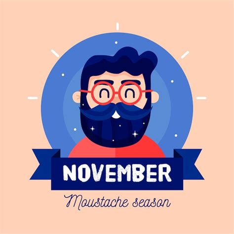 Design piatto movember baffi stagione sfondo | Vettore Gratis