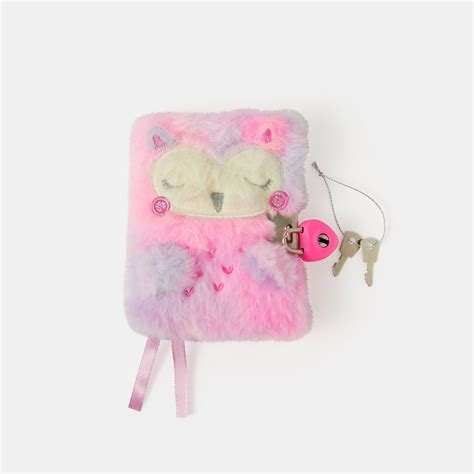 Kids Faux Fur Owl Lockable Journal Notebook - Accessorize India