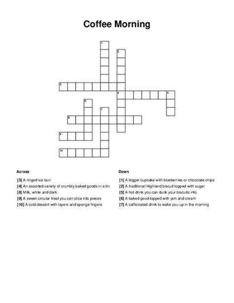 Coffee Morning Crossword Puzzle