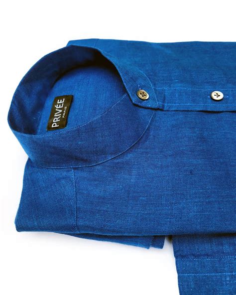 Admiral Blue Linen Shirt (Officers Choice) | Privee Paris