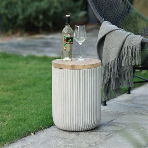 Ivy Bronx Tommen Cement Outdoor Side, End Table with Storage, Outdoor ...