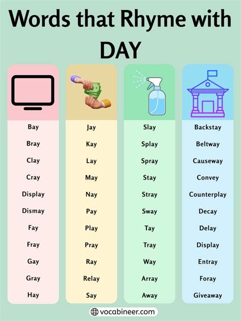 350+ Bright Words That Rhyme with Day for Kindergarten