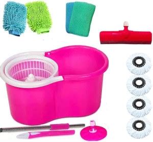 CREZON CREATIVE SPIN BUCKET MOP With 4 microfibers With 2 cleaning ...