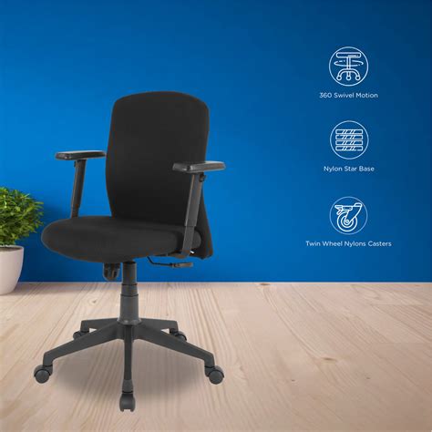 Nilkamal Gary Low Back Chair (Black)