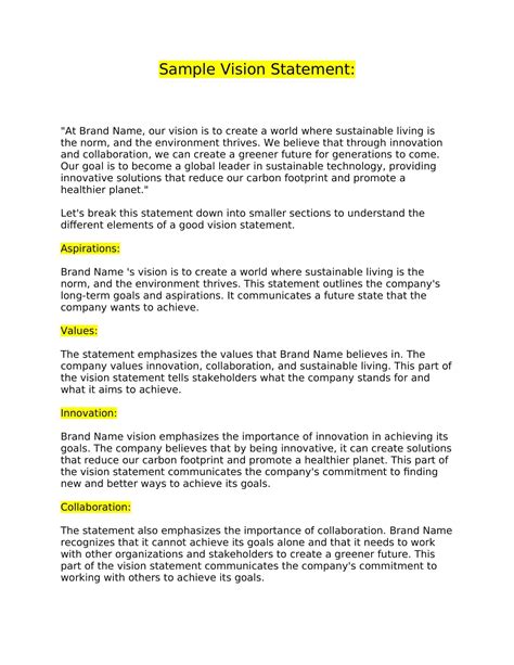 Clothing Store Vision Statement Examples at Damon Larmon blog