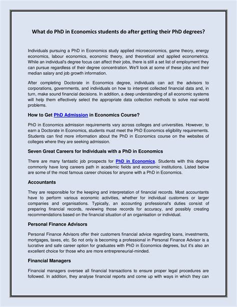 PPT - What do PhD in Economics students do after getting their PhD ...