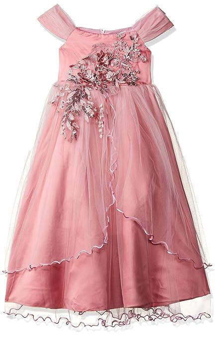 Hopscotch Girls Poly Viscose Lovely Floral Applique Sleeveless Full ...