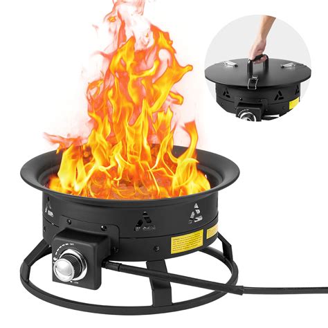 VEVOR Propane Fire Pit, 19-Inch Diameter Outdoor Portable Gas Fire Pit ...