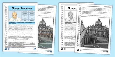 Hoja de actividad: Completa el texto - La vida del papa Francisco