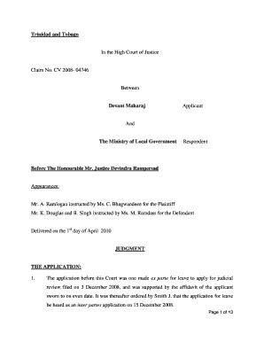 Fillable Online webopac ttlawcourts ex parte applications trinidad form ...