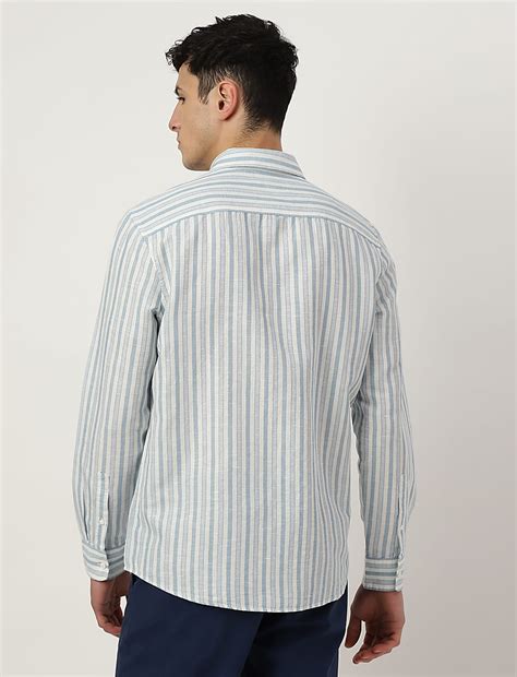 Buy Linen Mix Striped Spread Collar Shirt at Marks & Spencer