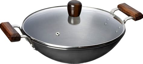 Buy Amazon Brand - Solimo Hard Anodized Aluminium Kadhai with Glass Lid ...