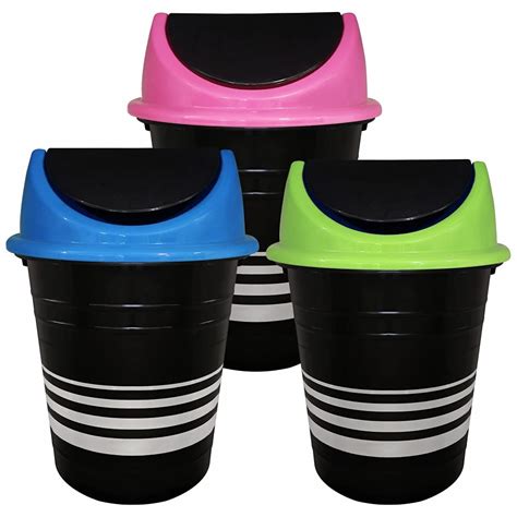 Morvi Wonder Plastic Prime Swing 303 Black Printed Dustbin for Home ...